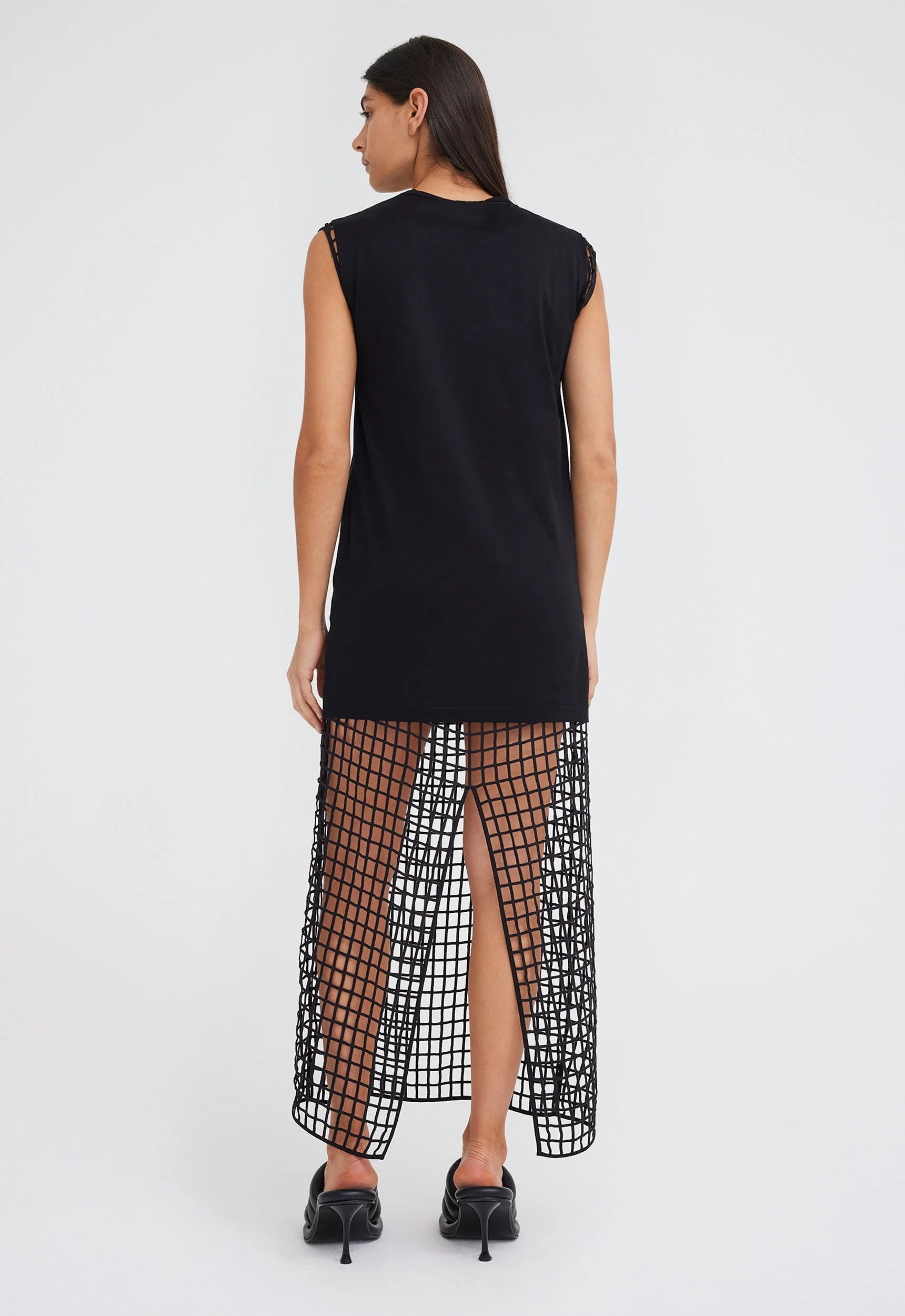 Albie Cotton Tank Dress in Black - Image 4