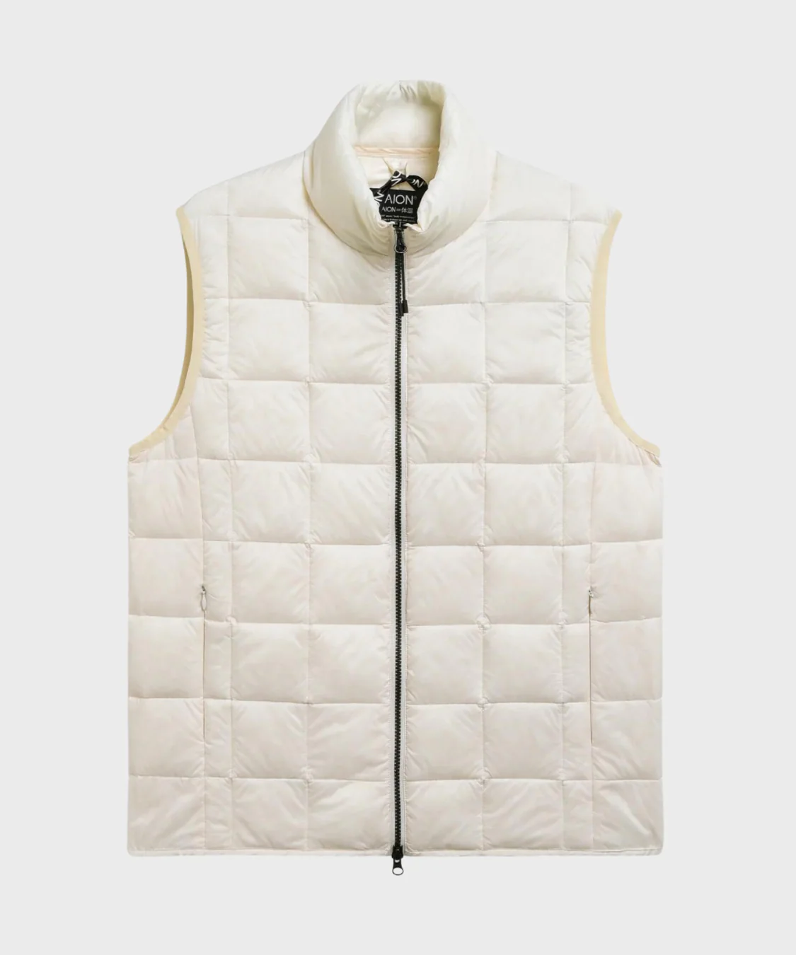 Basic High Neck W-Zip Inner Down Vest in Off White - Image 4