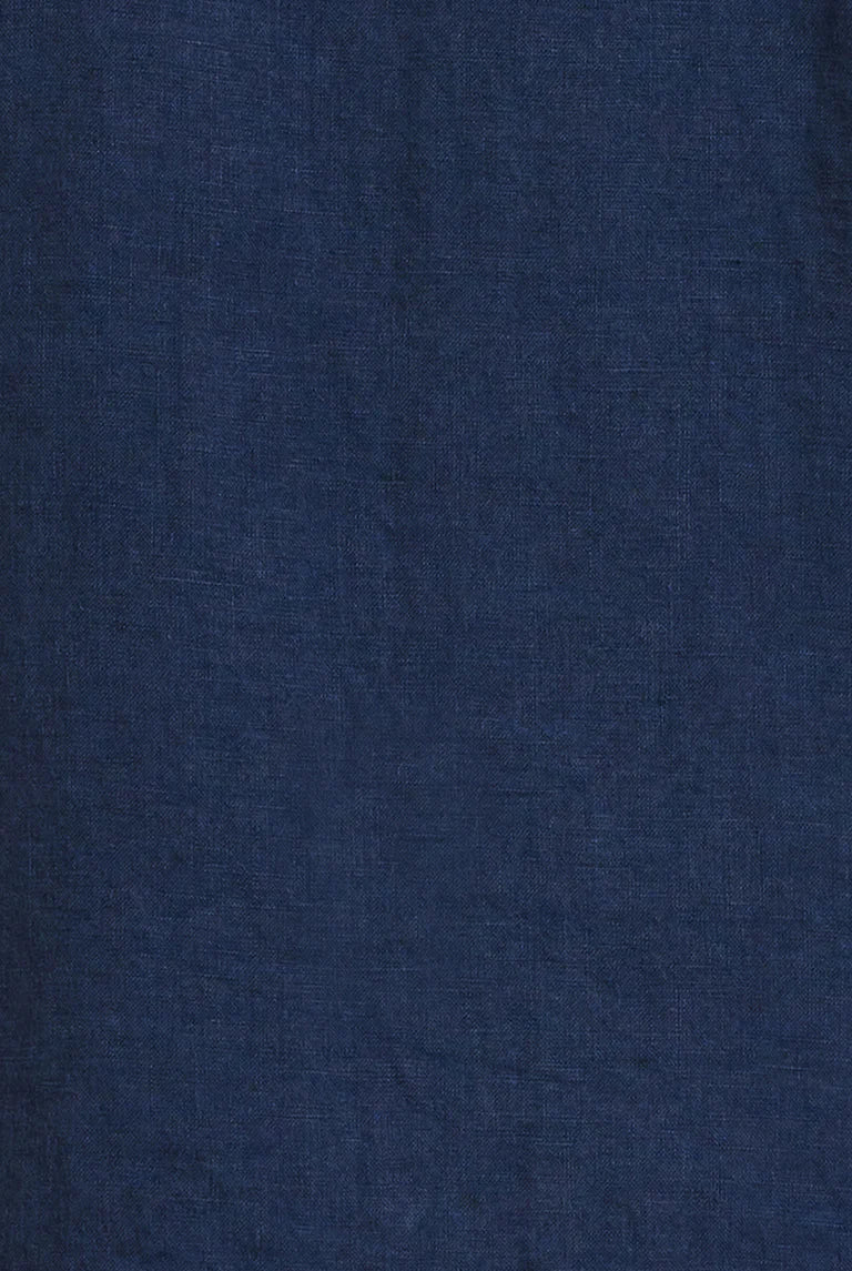 Hampton Linen Short Sleeve Shirt in Navy - Image 6