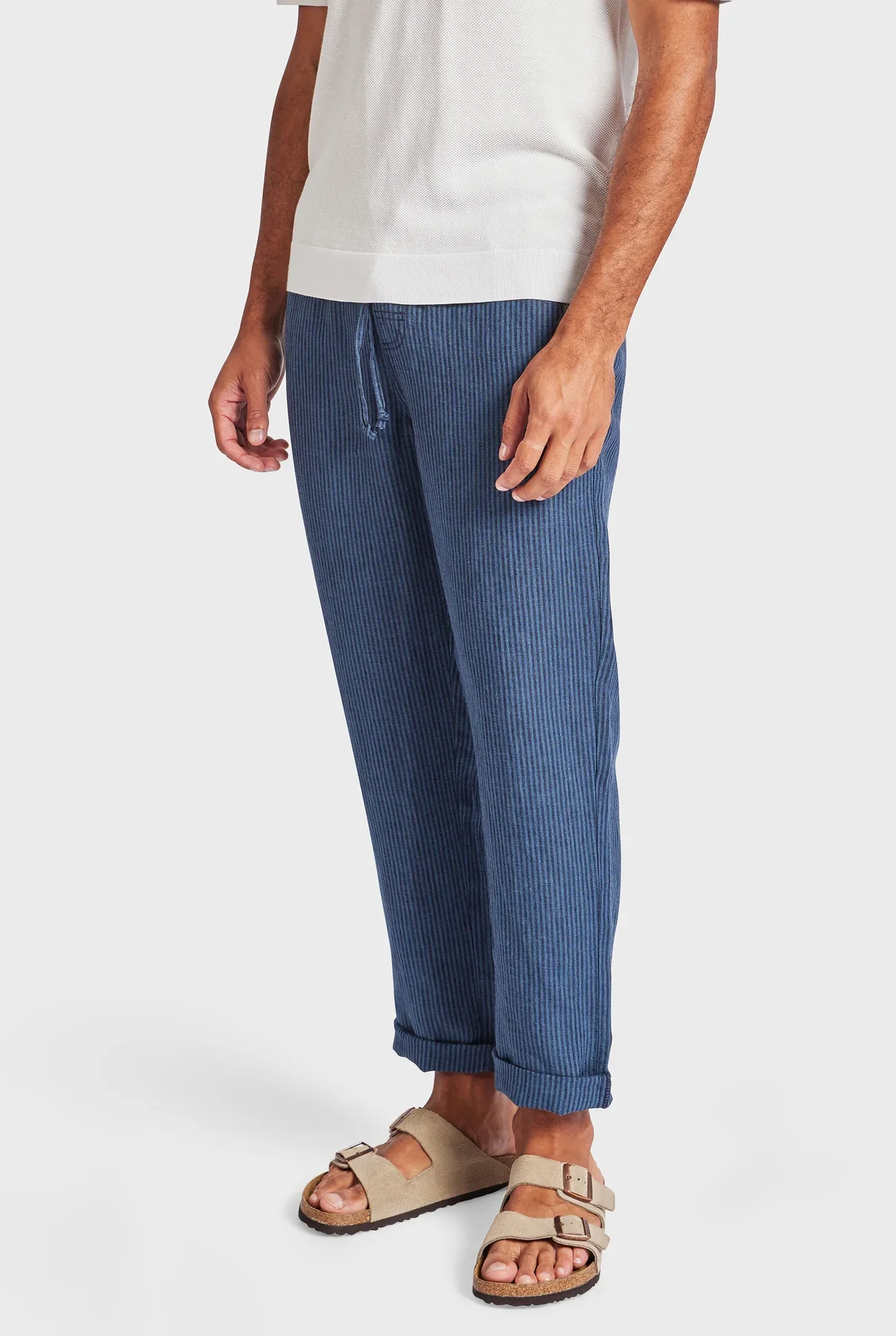 Riviera Linen Pant in Bluegrass/Navy - Image 4