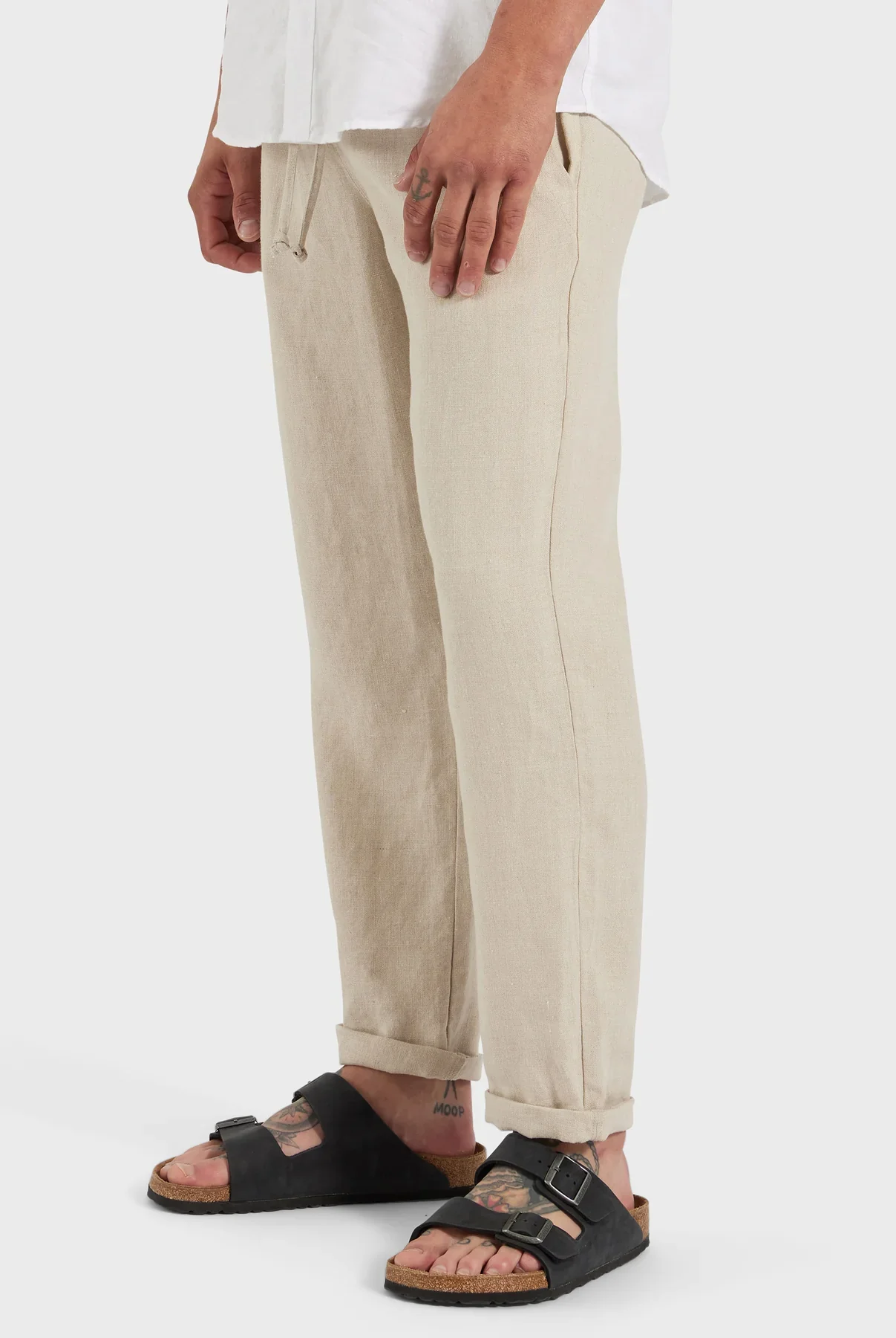 Riviera Linen Pant in Oatmeal - Image 3