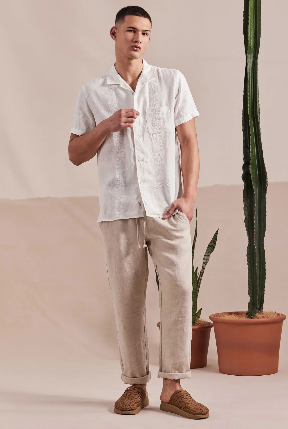 Riviera Linen Pant in Oatmeal - Image 6