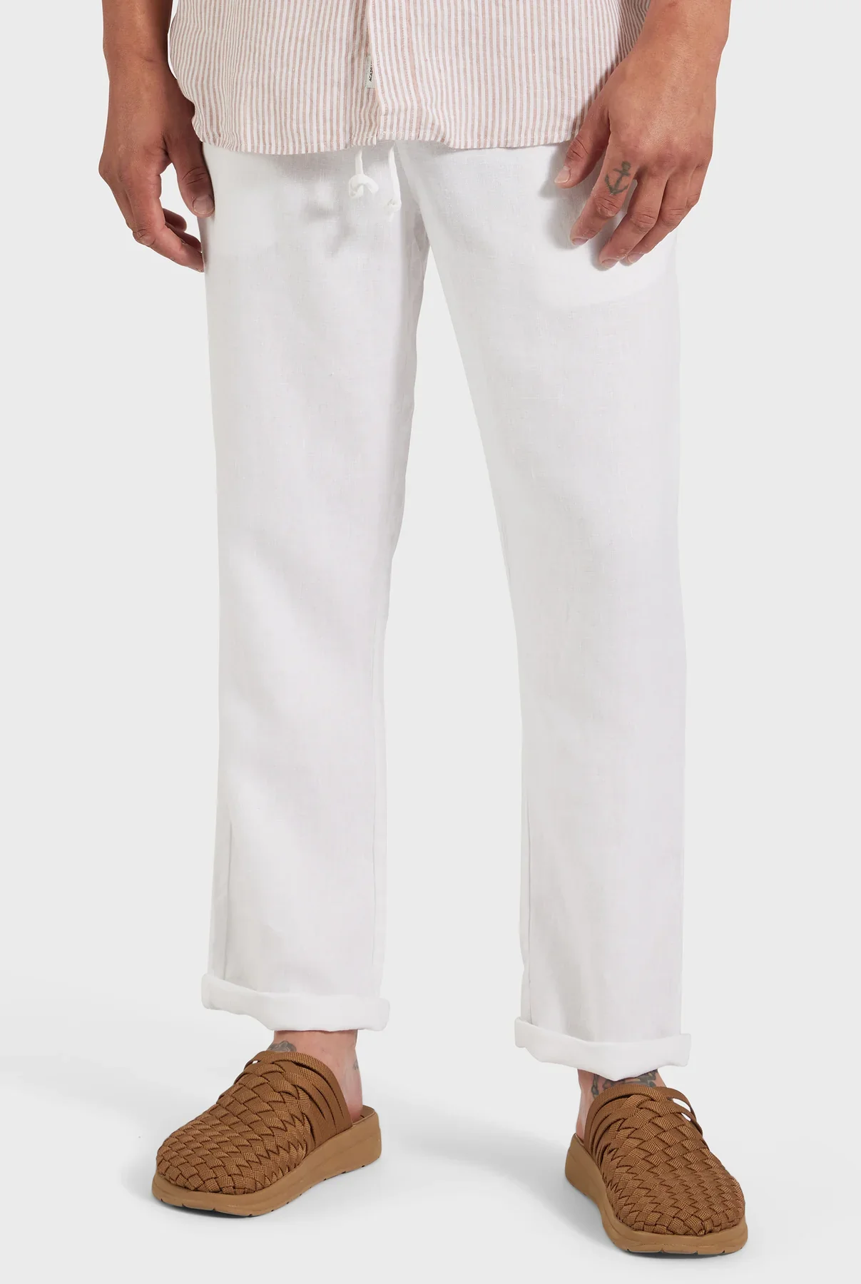 Riviera Linen Pant in White - Image 3