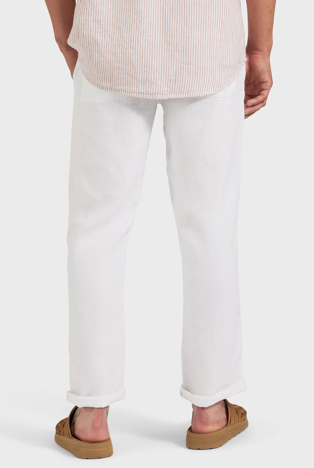 Riviera Linen Pant in White - Image 5