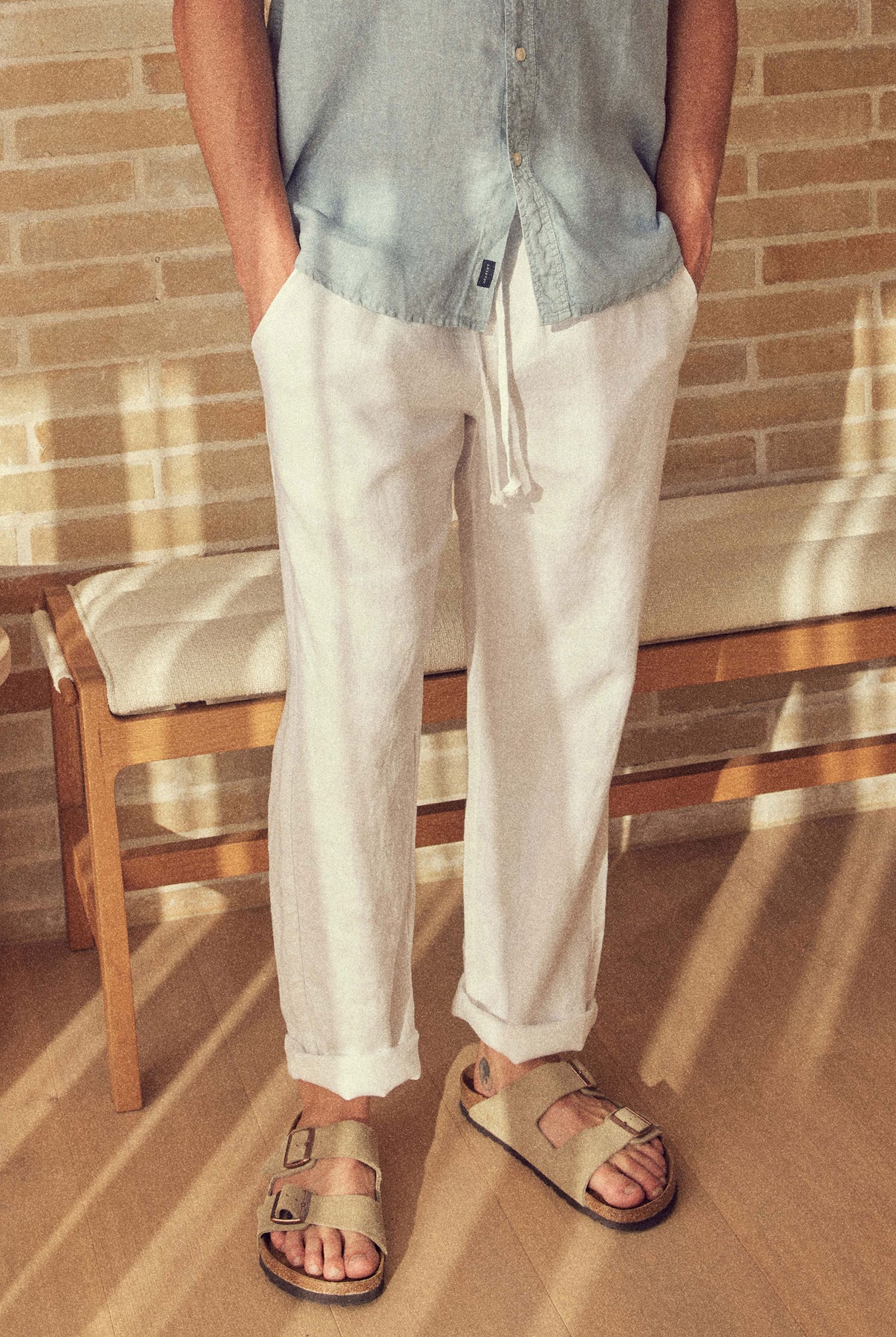 Riviera Linen Pant in White - Image 6