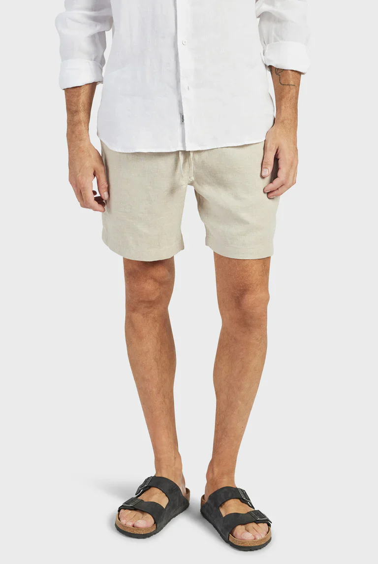 Riviera Linen Short in Oatmeal - Image 3